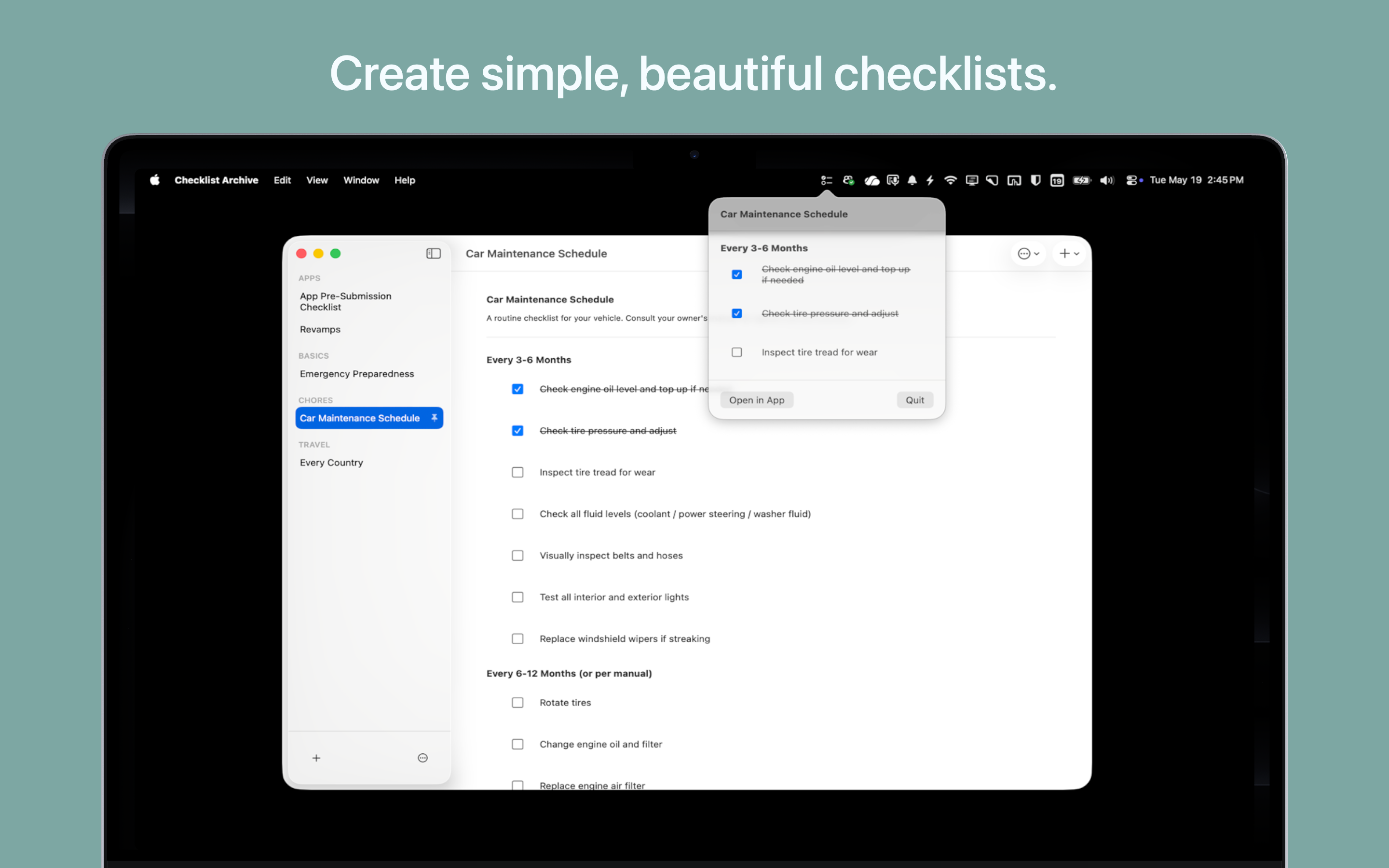 Checklist Archive MacOS screenshot 1