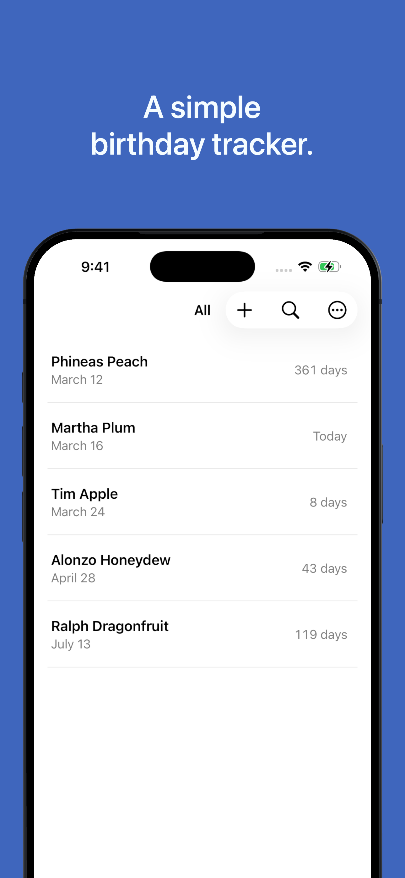 Just Birthdays iOS screenshot 1