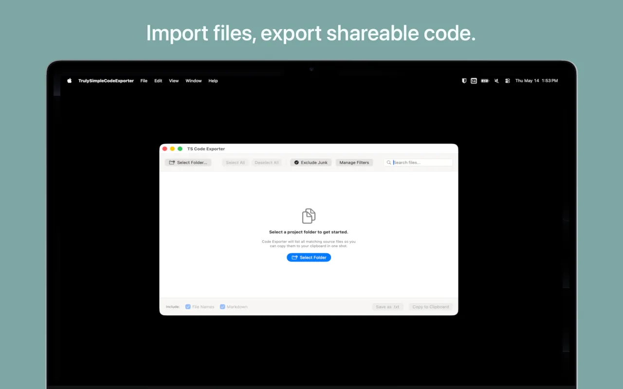 Truly Simple Code Exporter screenshot 1