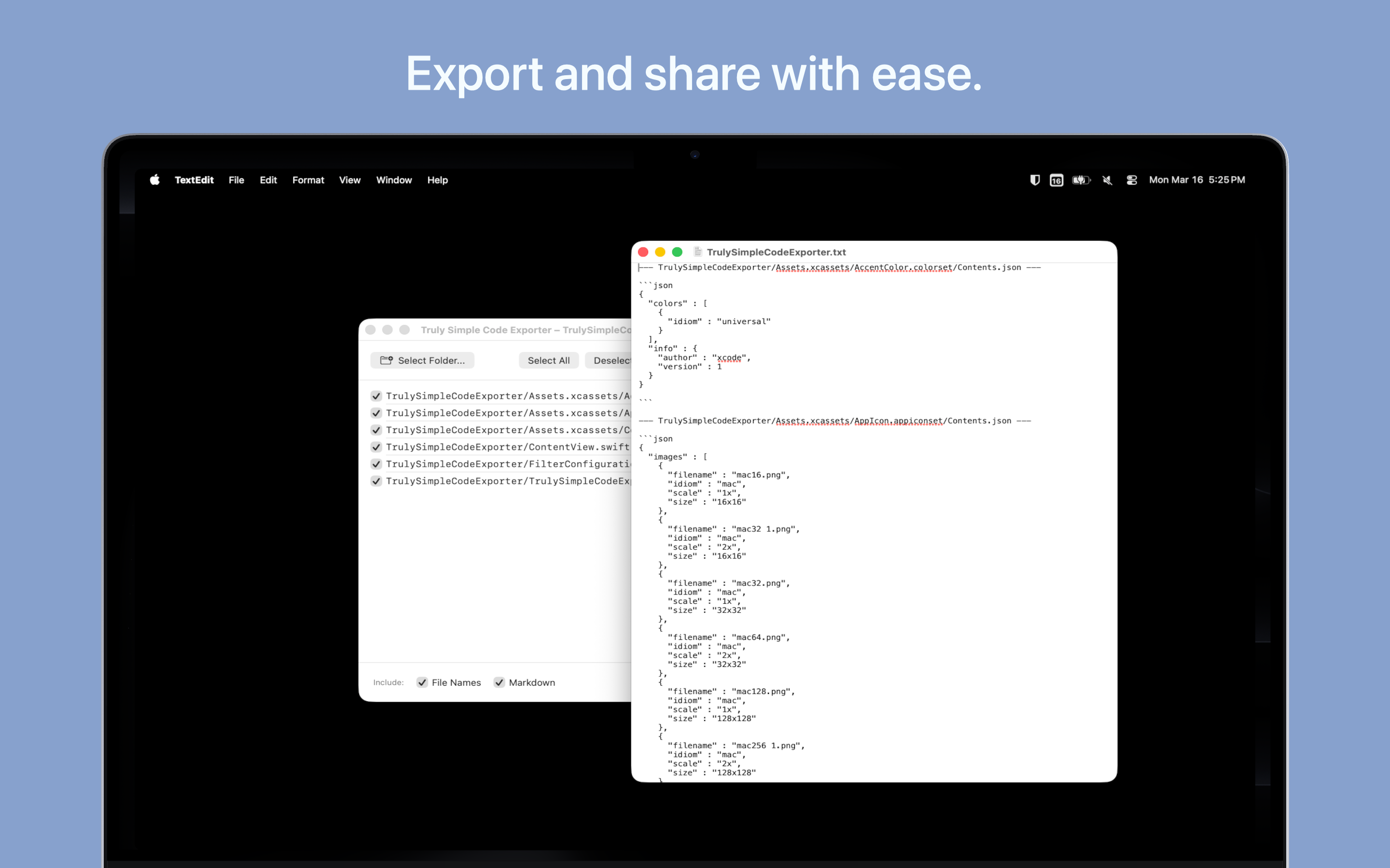 Truly Simple Code Exporter screenshot 3