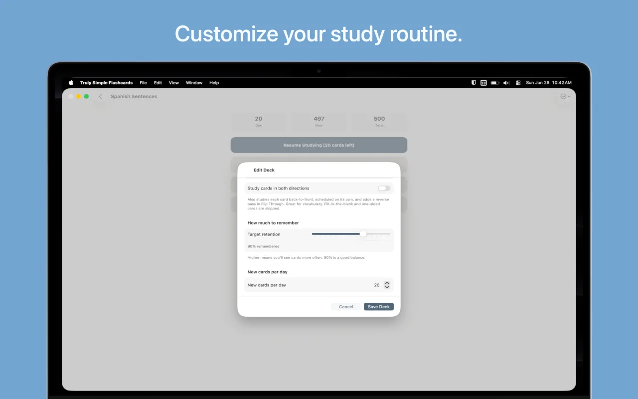 Truly Simple Flashcards macOS screenshot 2