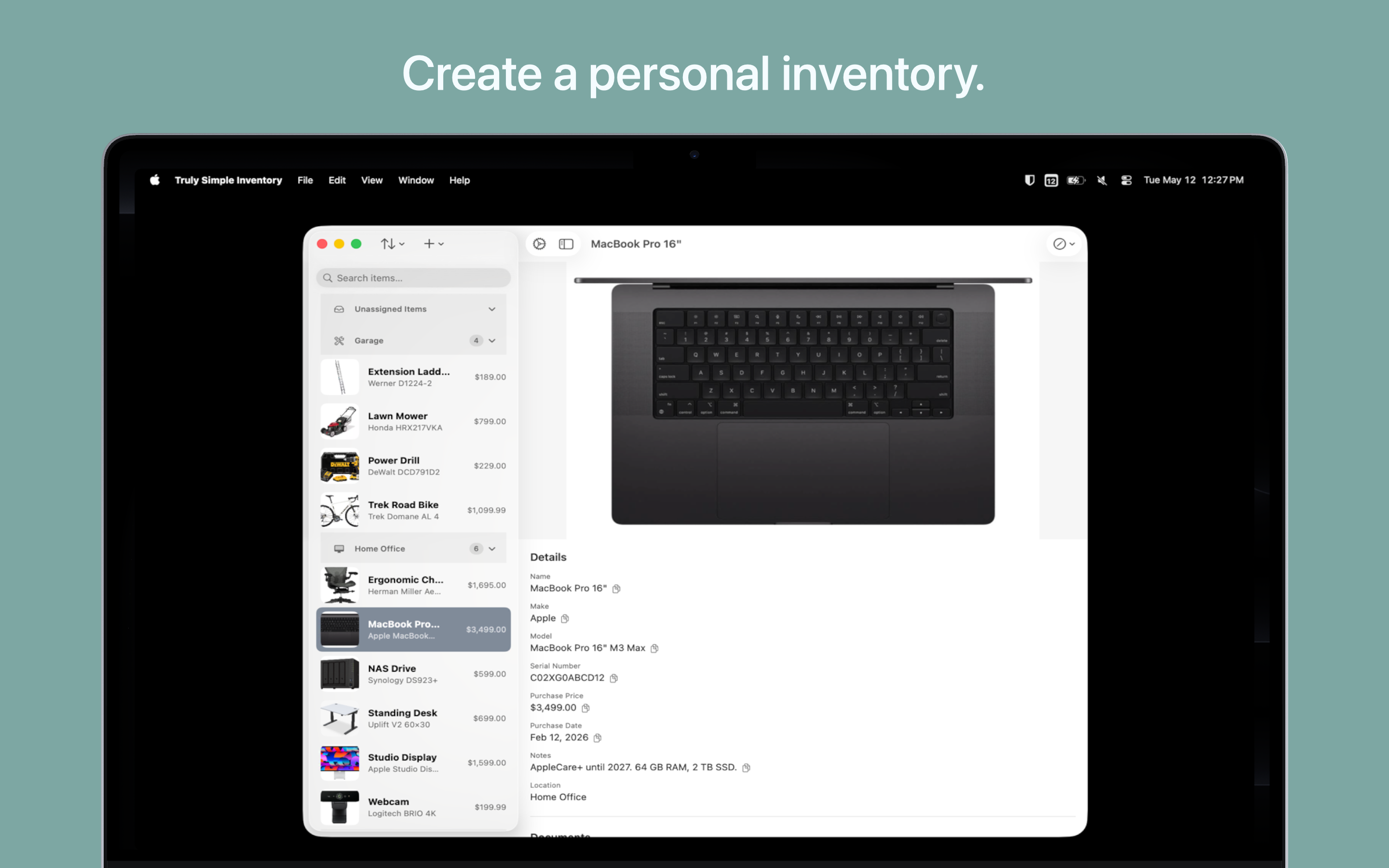 Truly Simple Inventory MacOS screenshot 1