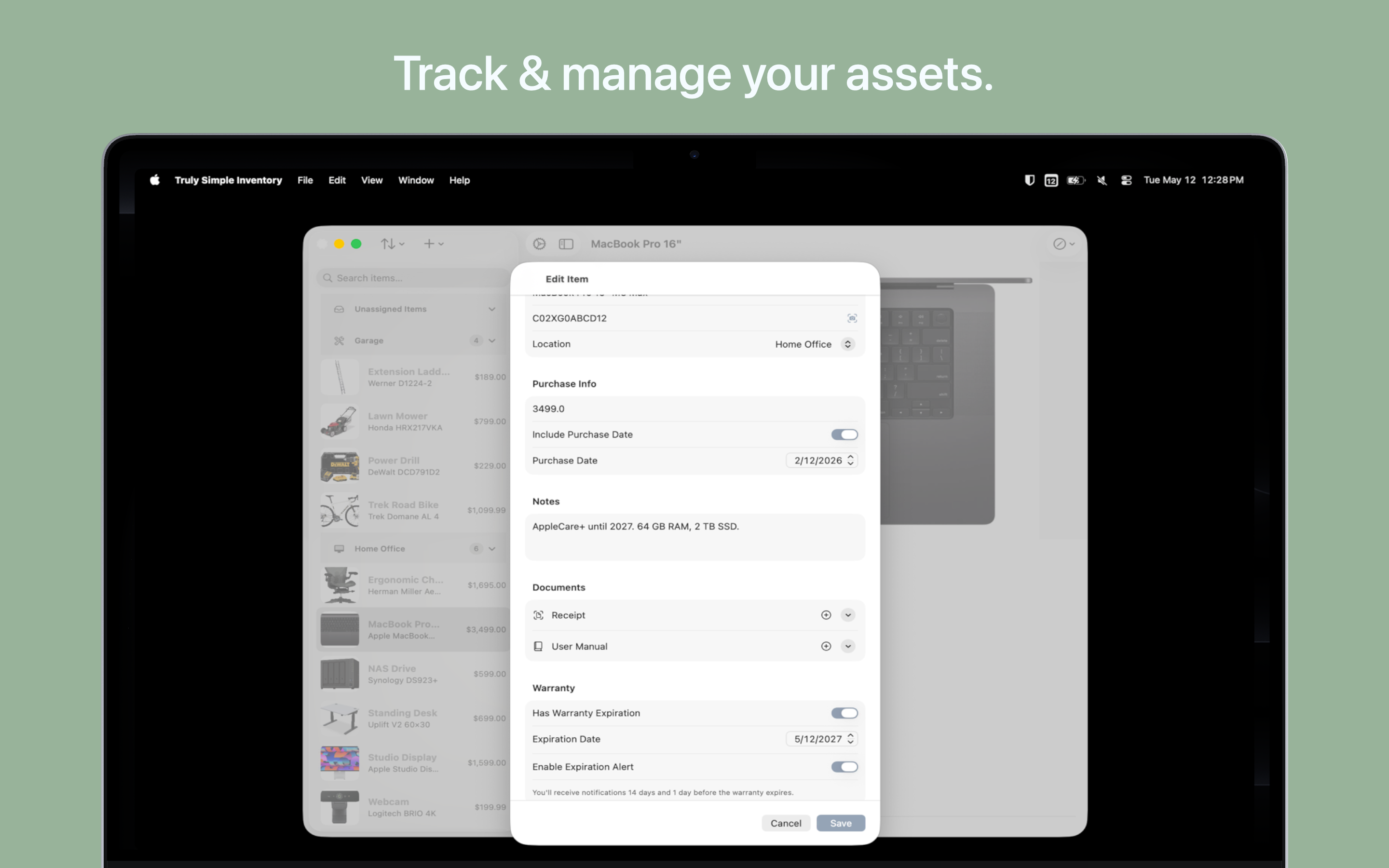 Truly Simple Inventory MacOS screenshot 2