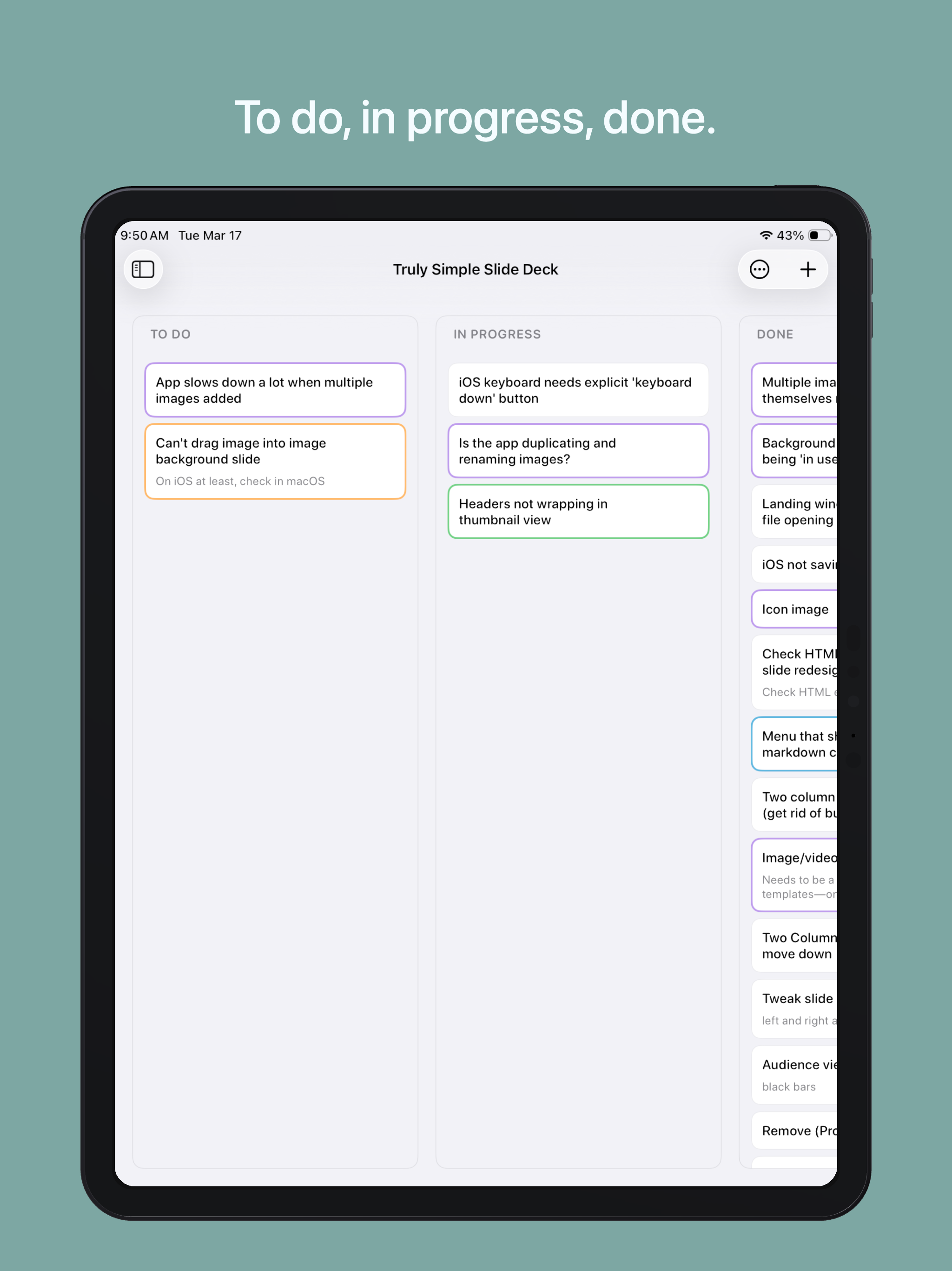 Truly Simple Kanban iPad screenshot 1