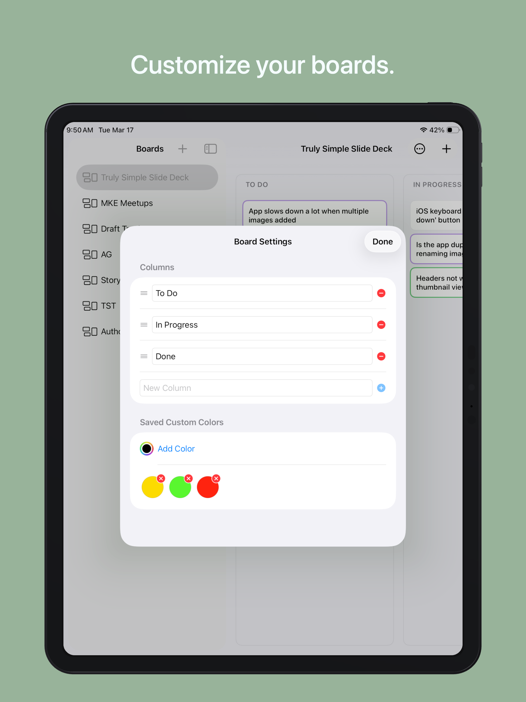 Truly Simple Kanban iPad screenshot 2
