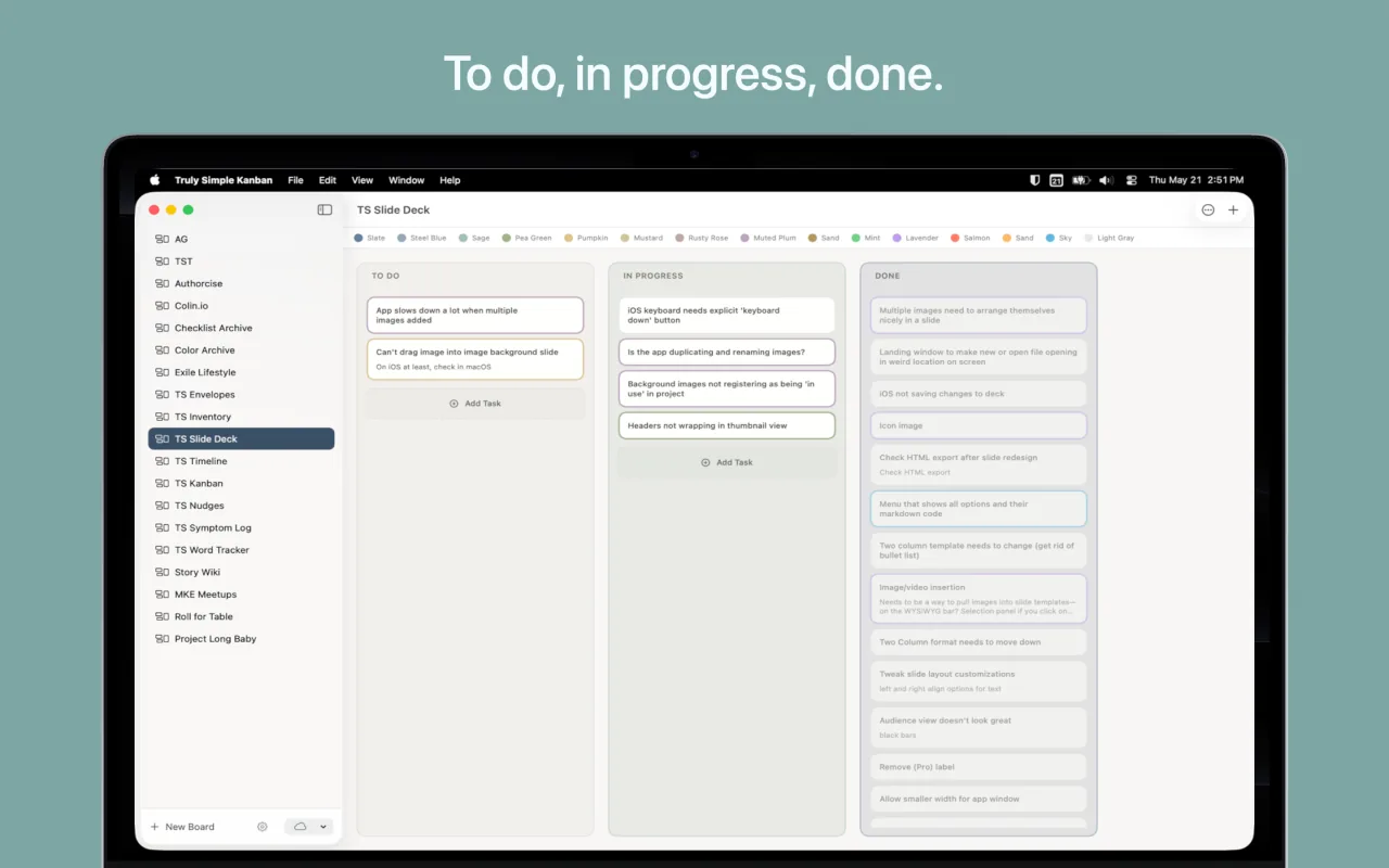 Truly Simple Kanban Mac screenshot 1