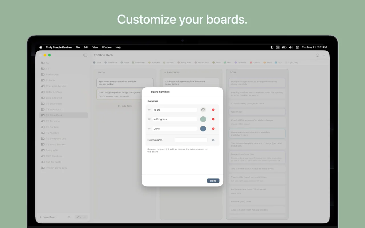 Truly Simple Kanban Mac screenshot 2