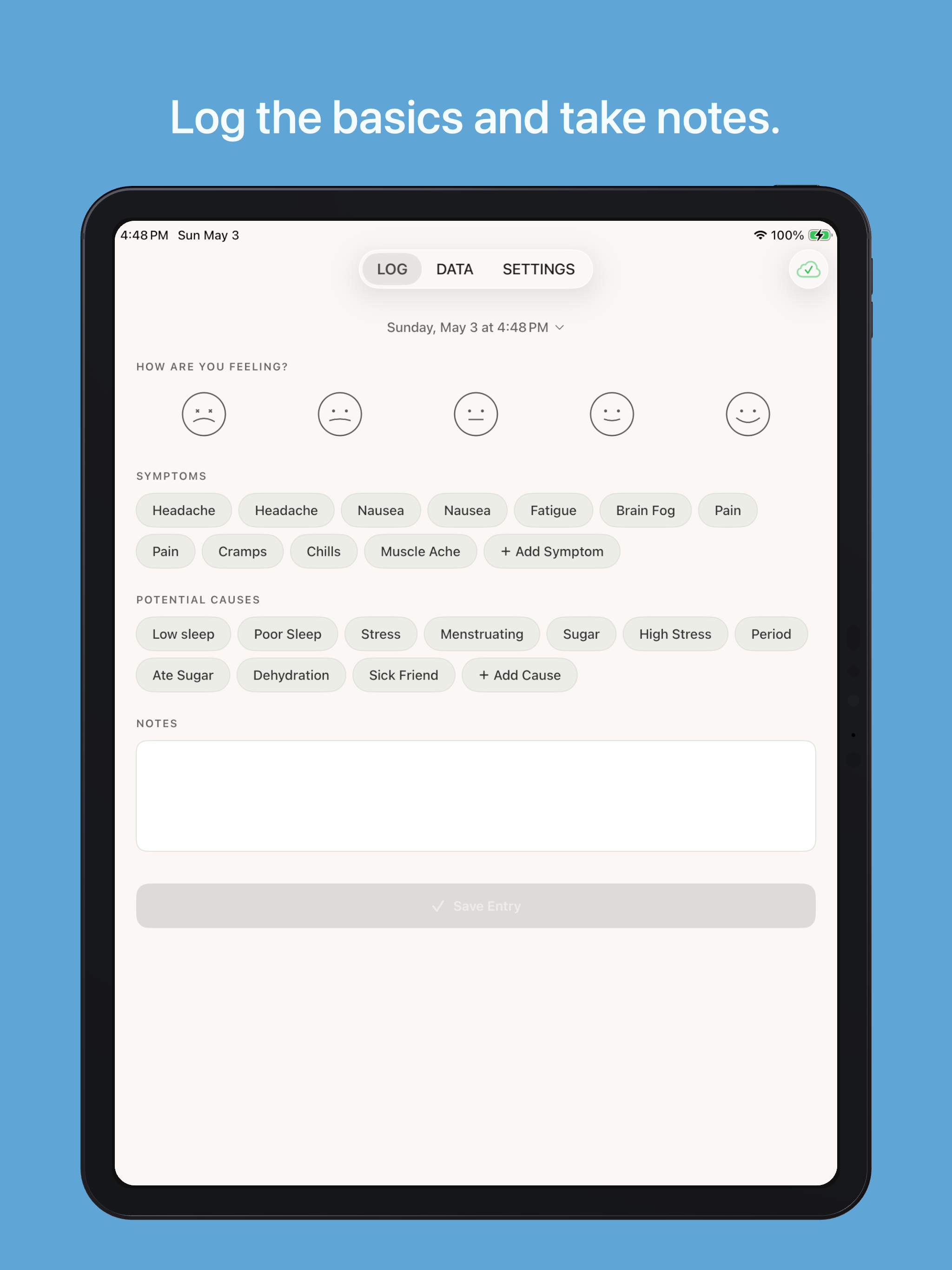 Truly Simple Symptom Log iPad screenshot 1