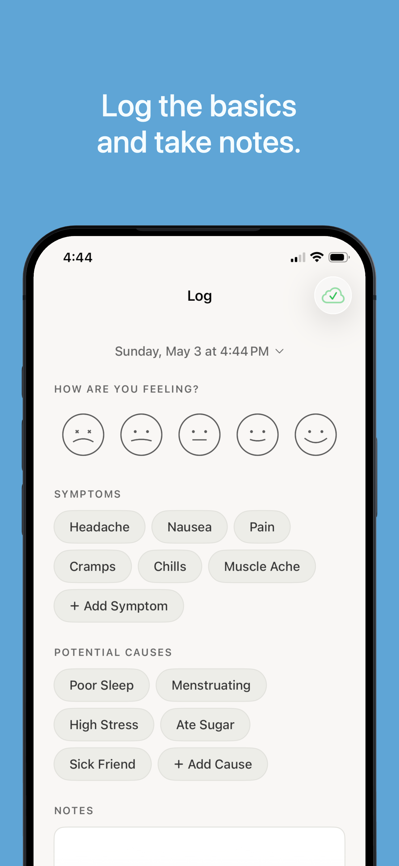 Truly Simple Symptom Log iOS screenshot 1