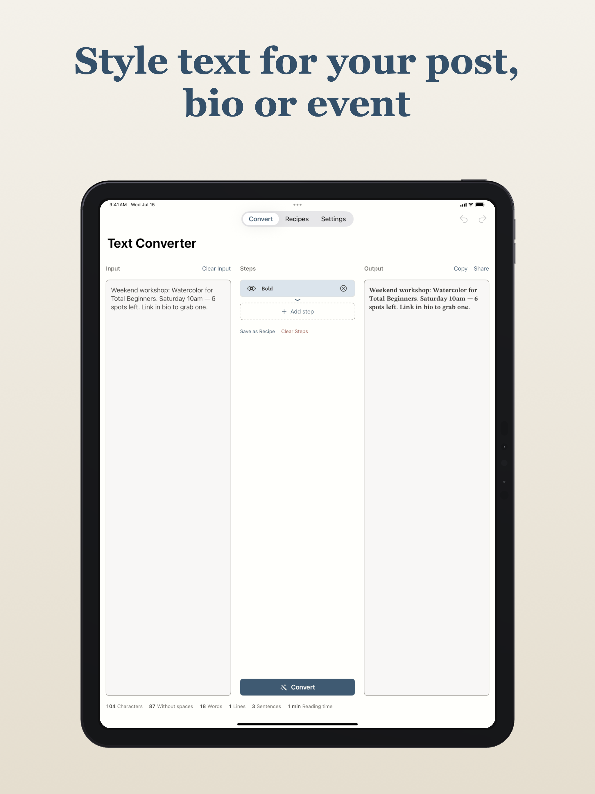 Truly Simple Text Converter iPad screenshot 1