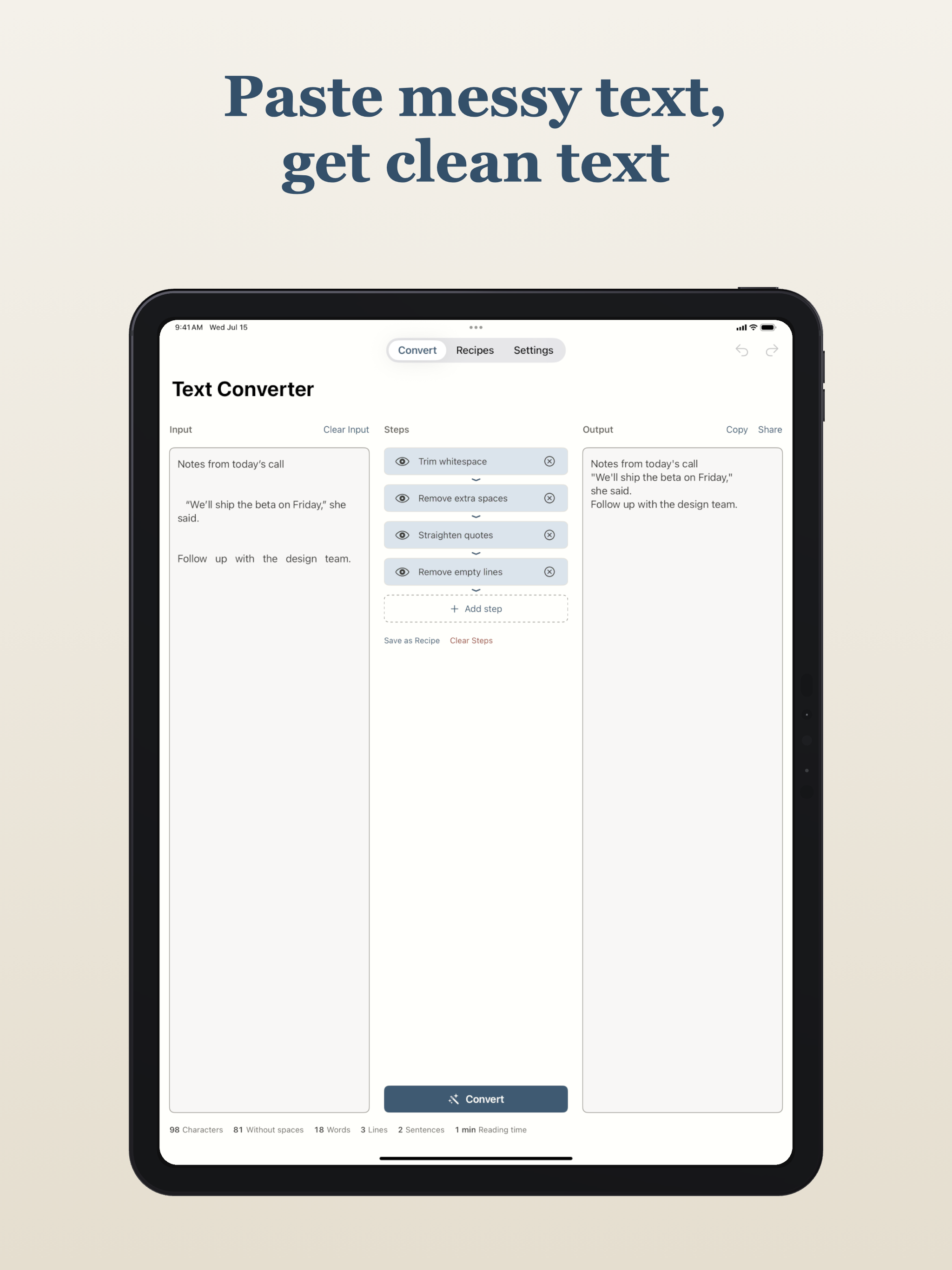 Truly Simple Text Converter iPad screenshot 2