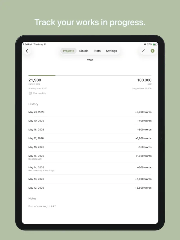 Truly Simple Word Tracker iPad screenshot 1
