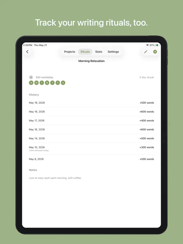 Truly Simple Word Tracker iPad screenshot 2