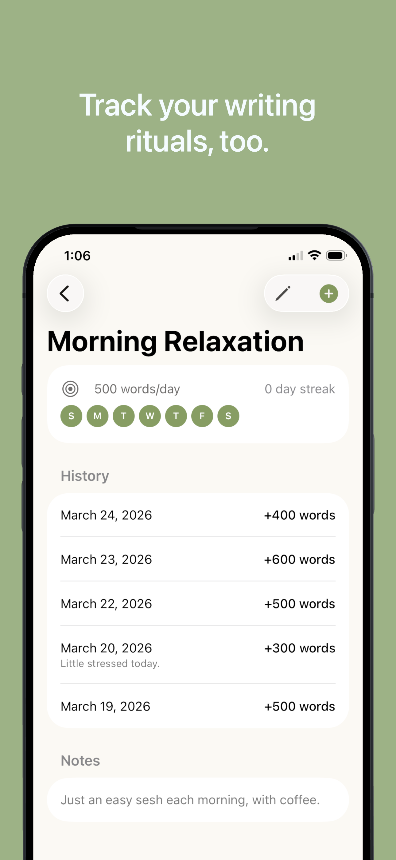 Truly Simple Word Tracker iOS screenshot 2